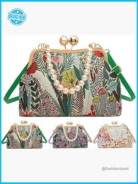Crossbody Sling Bag Floral Leaf Print Trendy Versatile Elegant Purse Ladies